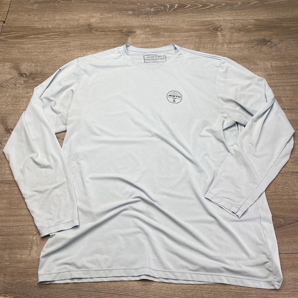 Anetik Shirt Mens 2XL Blue Long Sleeve UPF 30+ Performance Nautical Logo Tee